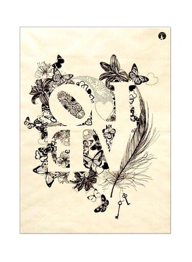 Butterfly Themed Metallic Plate Beige/Black 20x15cm
