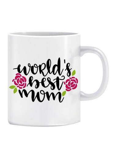 World's Best Mom Printed Mug White/Black/Pink Standard