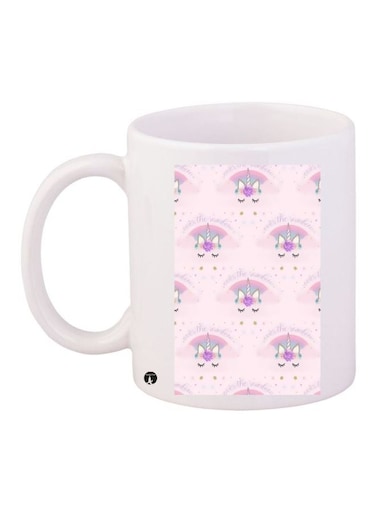 Cute Unicorn Printed Coffee Mug Pink/Pink/Beige 11ounce