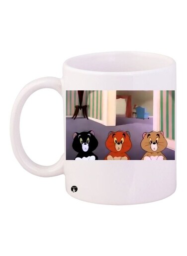 Cartoon Bear Printed Coffee Mug White/Brown/Black 11ounce