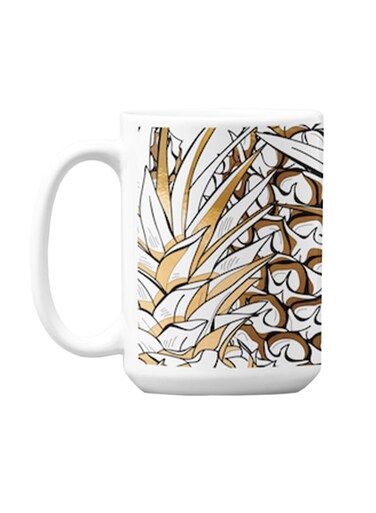 Premium Printed Ceramic Coffee Mug White/Golden 350ml
