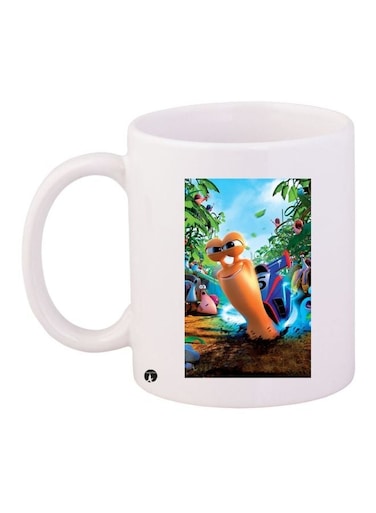 Cartoon Printed Coffee Mug White/Orange/Blue 11ounce