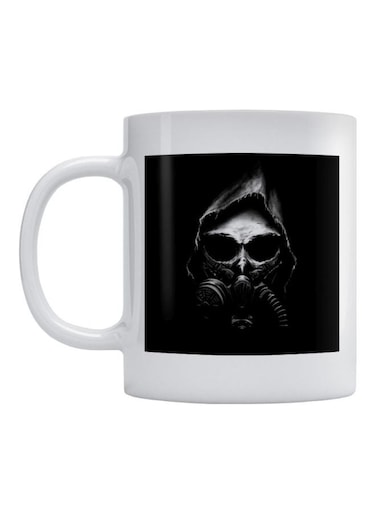 Skull With Gas Mask Printed Mug White/Black/Grey