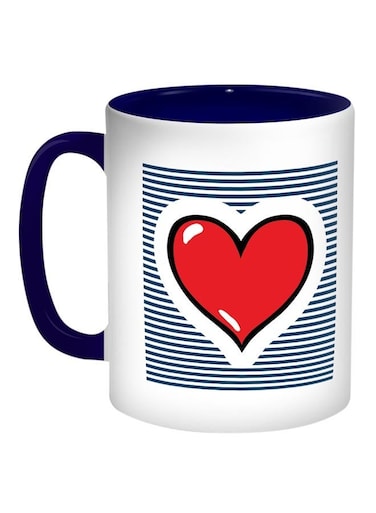 Red Heart Printed Coffee Mug Red/White/Blue 11ounce