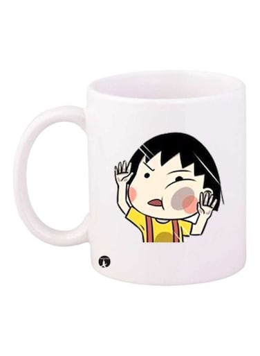 Anime Chibi Maruko Chan Printed Mug White/Beige/Yellow
