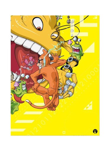Metal Plate Of The Anime Digimon Poster Multicolour