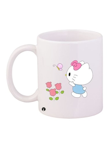 Kitty Printed Coffee Mug White/Pink/Blue