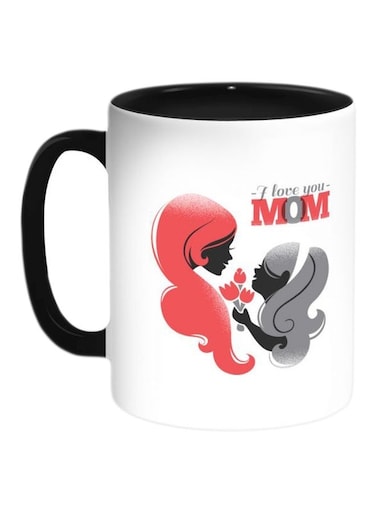 I Love You Mom Printed Coffee Mug Black/White/Red