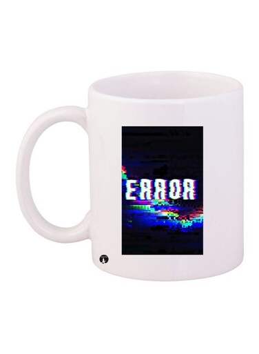 Error Printed Coffee Mug White/Black/Blue 11ounce