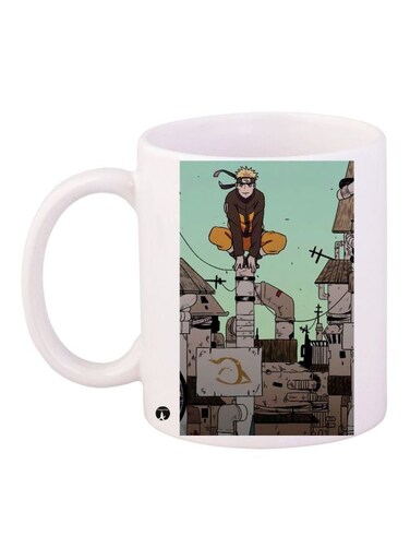 Cartoon Character Printed Coffee Mug White/Brown/Green 11ounce