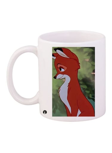 Cartoon Fox Printed Coffee Mug White/Green/Brown 11ounce