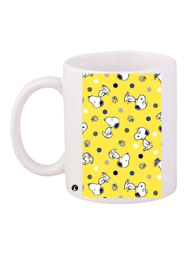 Snoopy Printed Coffee Mug White/Yellow/Black 11ounce