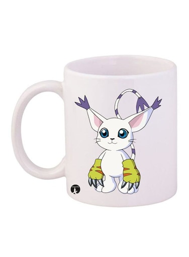 Digimon Printed Mug White/Yellow/Purple