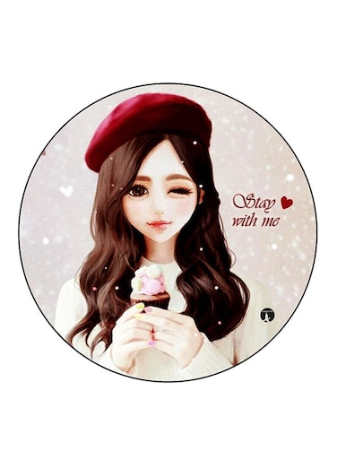 A Girl Printed Fridge Magnet Multicolour