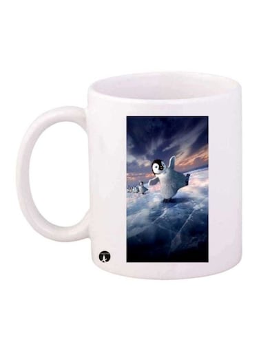 Happy Feet Printed Coffee Mug White/Blue/Black