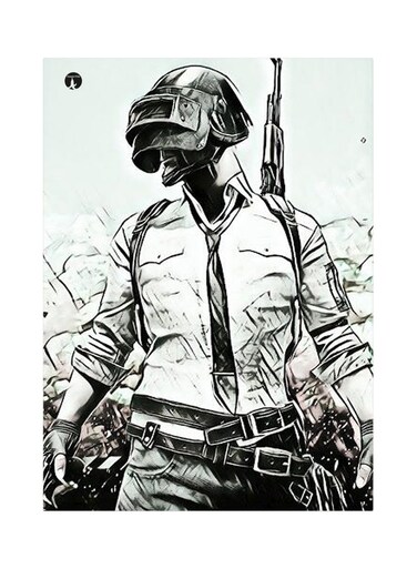 Pubg Themed Metallic Plate Grey/Black/White 20x15cm