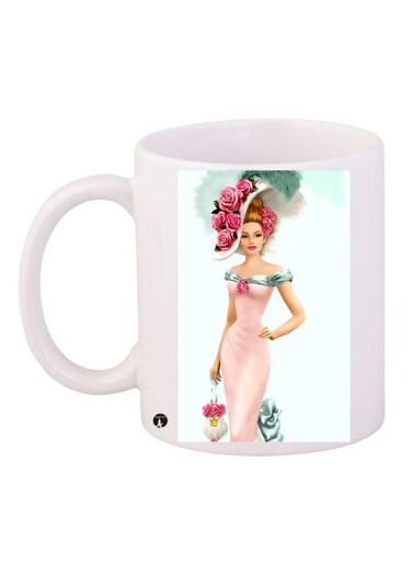 Anime Girl Printed Coffee Mug White/Pink/Beige