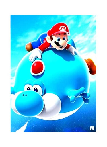 Super Mario Themed Metallic Plate Blue/White/Red 20x15cm