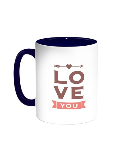 I Love You Printed Coffee Mug Blue/White 11ounce