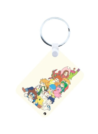 Anime Digimon Printed Keychain Beige/Pink/Green