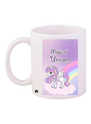 Unicorn Printed Coffee Mug White/Purple 11ounce