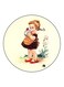 Girl Printed Fridge Magnet Beige/Green/Brown 5.5cm