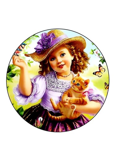 Girl Printed Fridge Magnet Multicolour