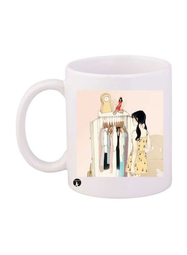 Girl Printed Mug White/Beige/Black Standard Size