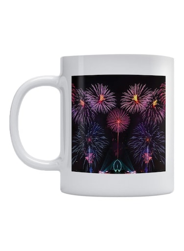 Fireworks Printed Mug White/Purple/Black