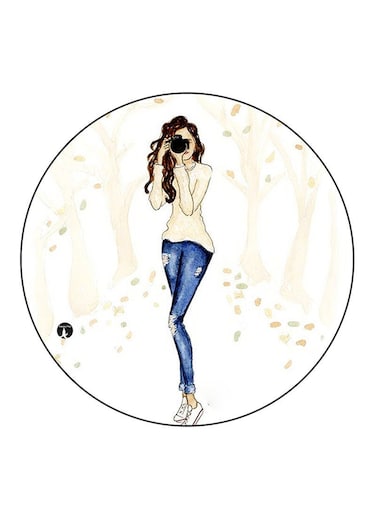 Girl Printed Fridge Magnet Multicolour