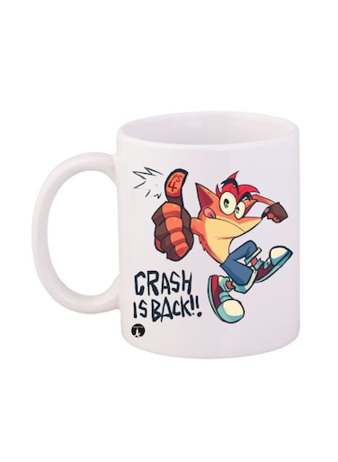 Crash Printed Mug White/Yellow/Blue 12ounce