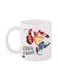 Crash Printed Mug White/Yellow/Blue 12ounce