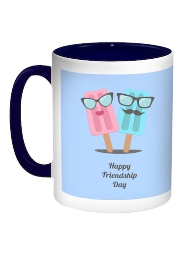 Happy Friendship day Printed Coffee Mug Blue/White/Pink 11ounce