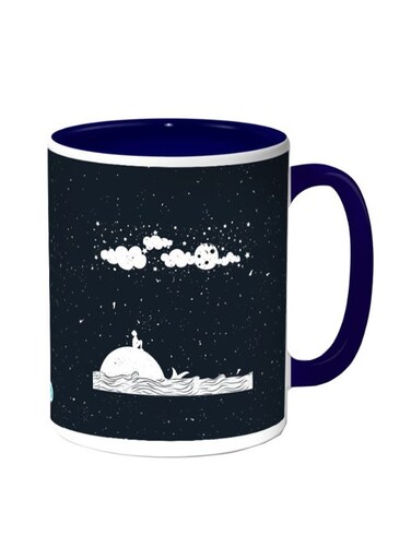 Moon And Stars Printed Coffee Mug Black/Blue 11ounce