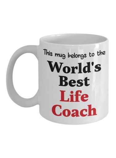 World's Best Life Coach Printed Coffee Mug White/Black/Red