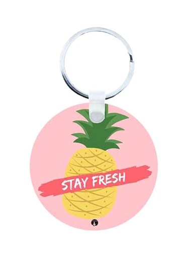 Pineapple Printed Wooden Keychain
