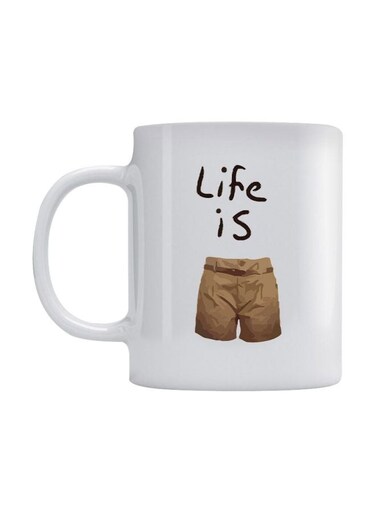 Life Is Short Printed Mug White/Black/Brown