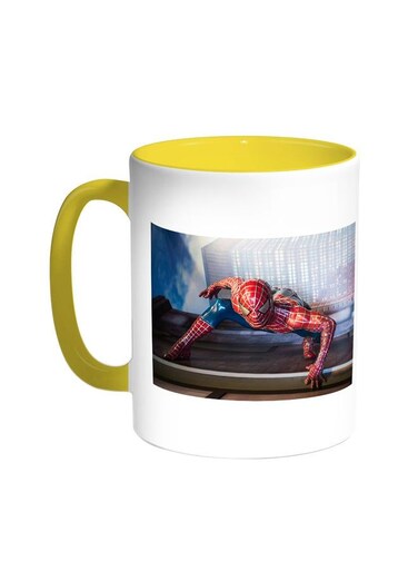 Spider Man Printed Coffee Mug Yellow/White 11ounce