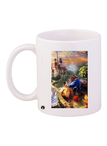 Beauty And The Beast Printed Coffee Mug White/Blue/Yellow 11ounce