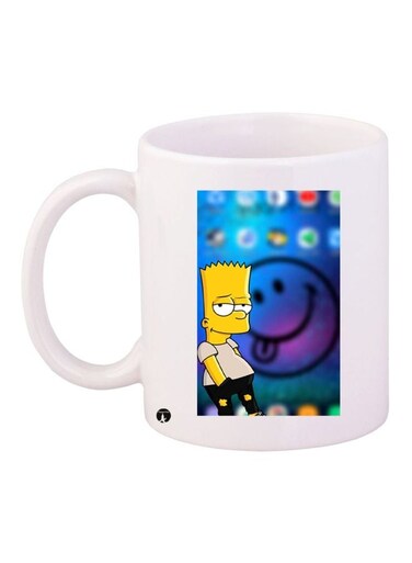 Simpson Printed Coffee Mug White/Yellow/Blue 11ounce