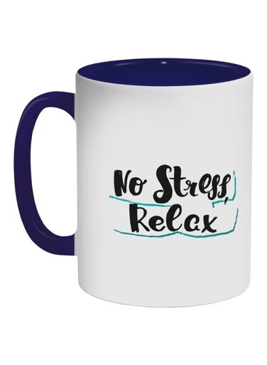 No Stress Relax Printed Coffee Mug White/Black/Green 11ounce