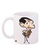 Mr Bean Cartoon Printed Ceramic Coffee Mug White/Brown/Black 11ounce