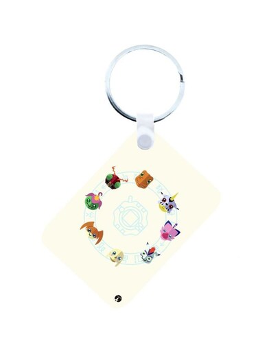 Anime Digimon Printed Keychain White/Blue/Beige