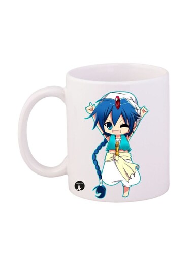 Anime Magi The Labyrinth Of Magic Printed Mug White/Blue/Beige 12ounce