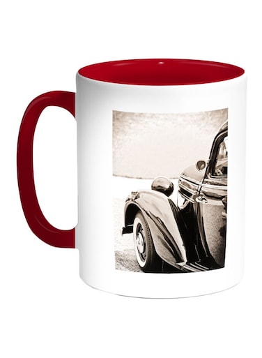 A Car Of Old Style Printed Coffee Mug Red/White/Grey