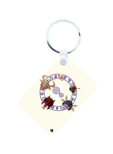 Anime Digimon Printed Keychain Beige/Red/Purple