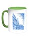 Drawing Of Paris Printed Coffee Mug Blue/White/Green 11ounce