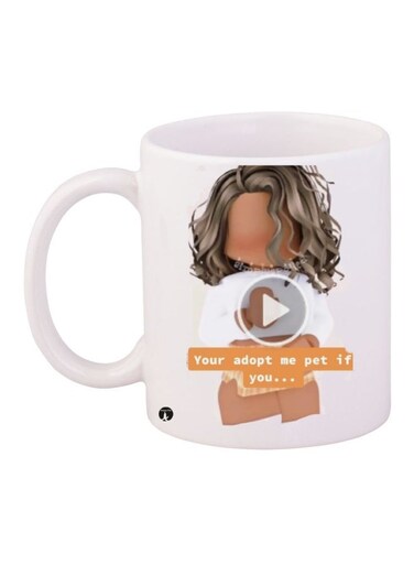 Printed Coffee Mug White/Brown/Yellow