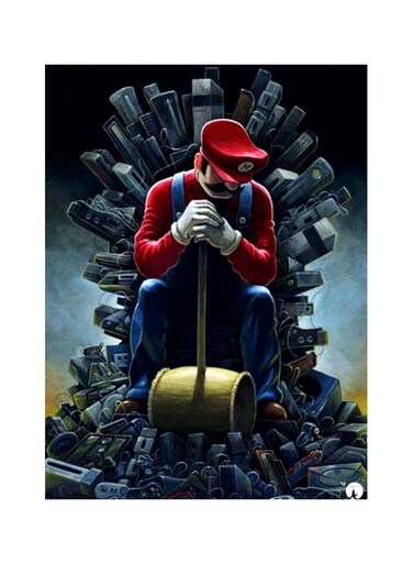 Super Mario Themed Metallic Plate Red/Blue/Grey 20x15cm