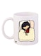 Cartoon Girl Printed Coffee Mug White/Yellow/Maroon 11ounce